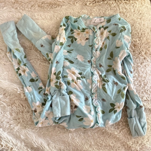 Angel Dear Magnolia Bee Floral Print Zipper Pajama Convertible Size 12-18 Months - Picture 2 of 7